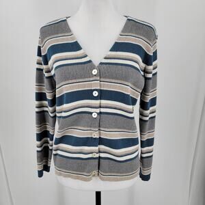 Liz Claiborne Lizsport Petite Ribbed Cardigan Womens Petite Small PS Vintage